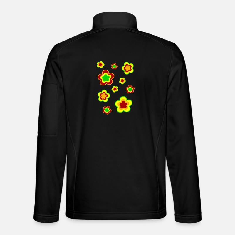 70s Flower Pattern - Unisex Softshell Jacket - black