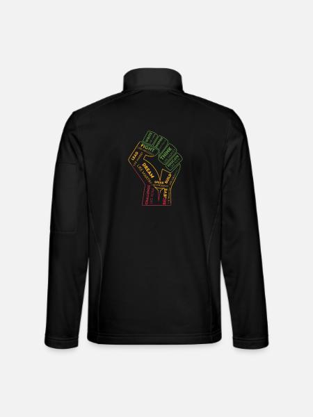 Wortfaust: Kraft der Gedanken - Unisex Softshelljacke - Schwarz - Hinten