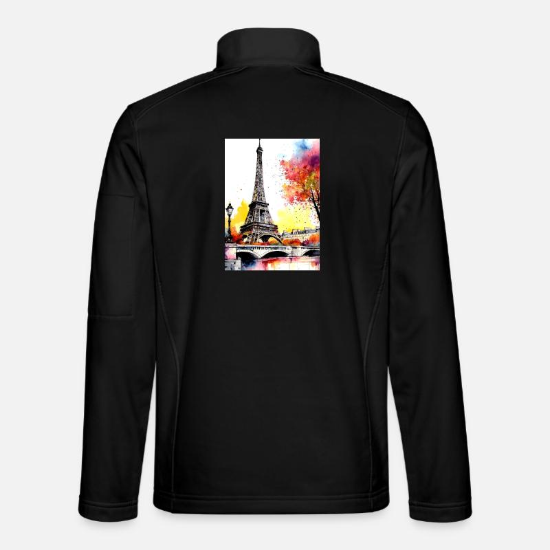 Eiffelturm im Herbst Aquarell - Unisex Softshelljacke - Schwarz