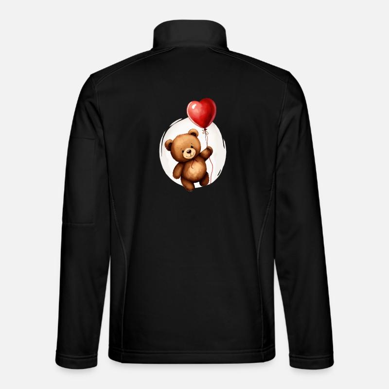 Bär mit Ballon - Unisex Softshelljacke - Schwarz