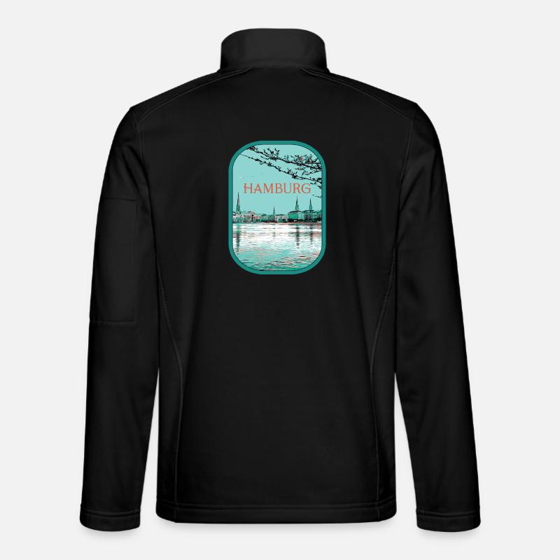Illustration Flyacross Hamburg - Unisex Softshell Jacket - black