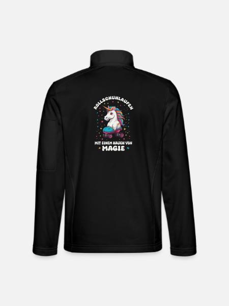 Einhorn Rollschuhlaufen - Unisex Softshelljacke - Schwarz - Hinten