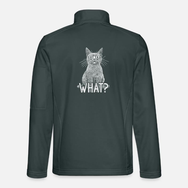 Chat Quoi Chat Blanc Drôle Avec Un Regard D’Horreur Intense Veste en tissu softshell Unisexe