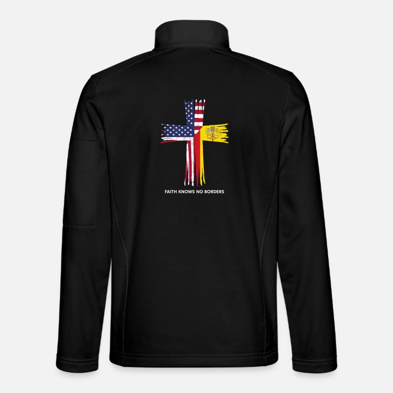 American and Vatican Flag - Unisex Softshell Jacket - black