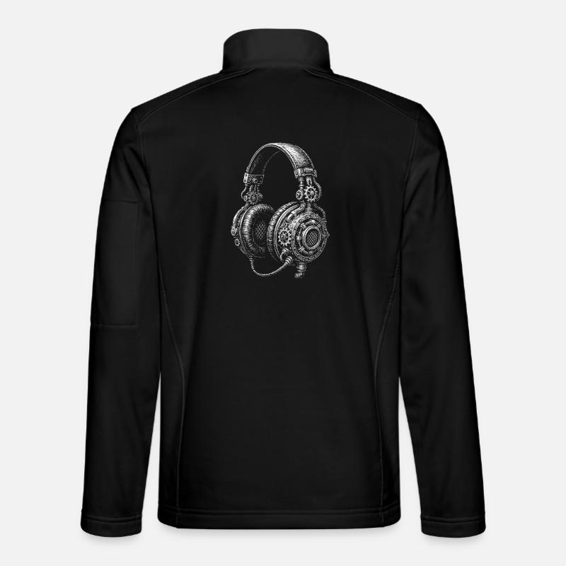 Steampunk Headphones Sketch - Unisex Softshell Jacket - black