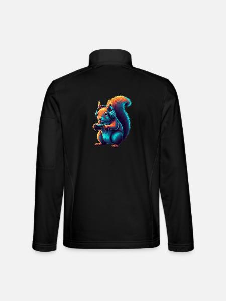 Eichhörnchen Gaming Tier Videospiele Lustiges - Unisex Softshelljacke - Schwarz - Hinten