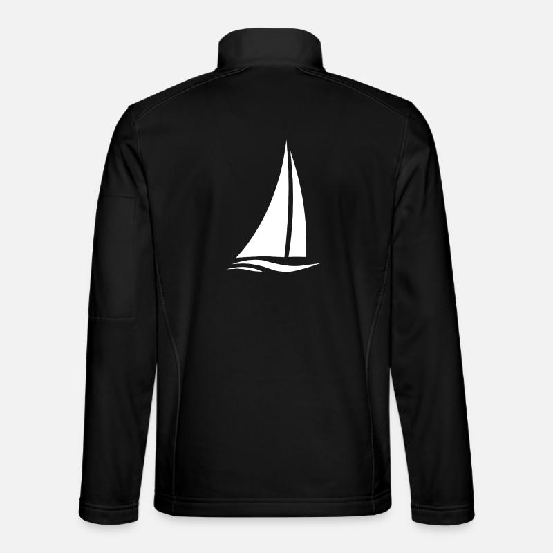 White sailboat over waves - Unisex Softshell Jacket - black