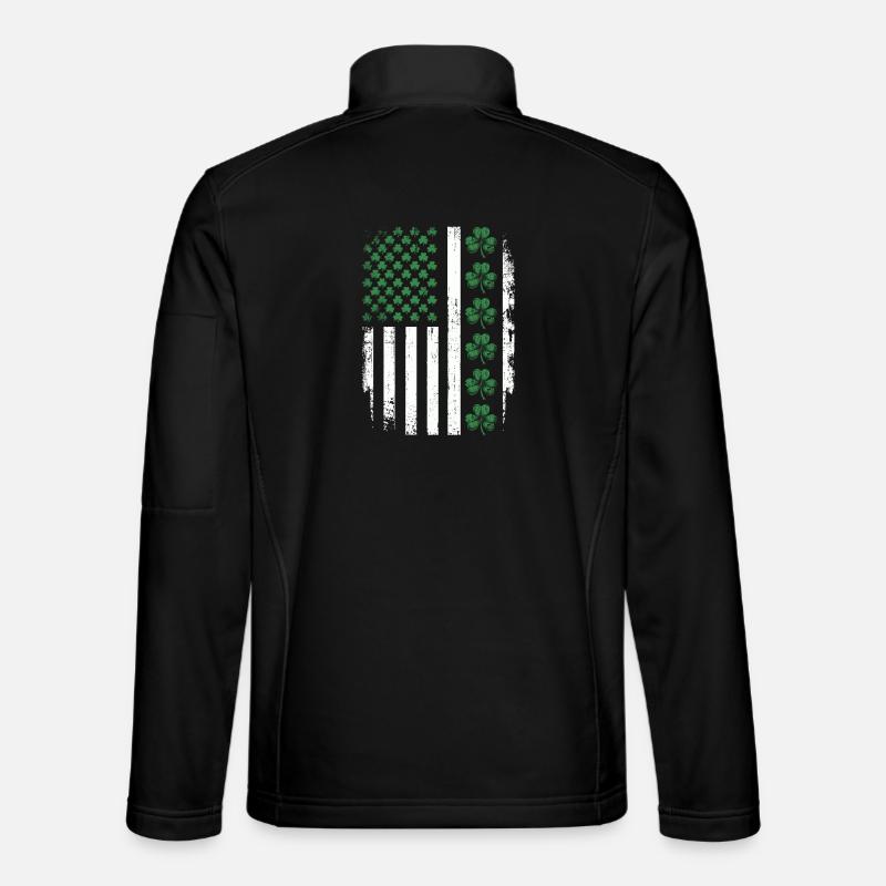 Irish Shamrock USA Flag - Unisex Softshell Jacket - black