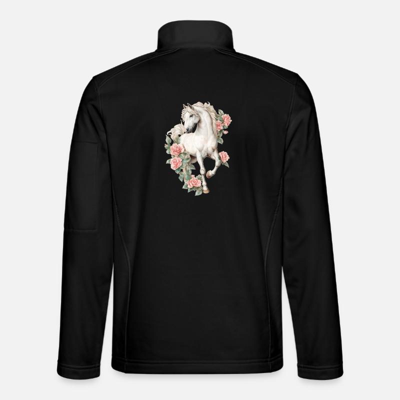 Cheval aux roses - Veste en tissu softshell Unisexe - noir