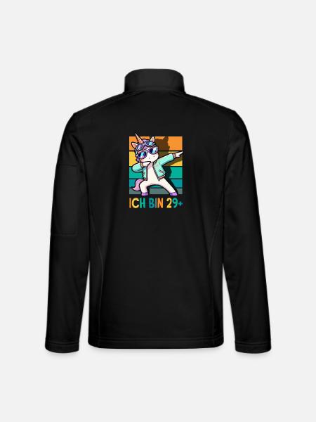 Ich Bin 29 Plus Einhorn Geburtstag - Unisex Softshelljacke - Schwarz - Hinten