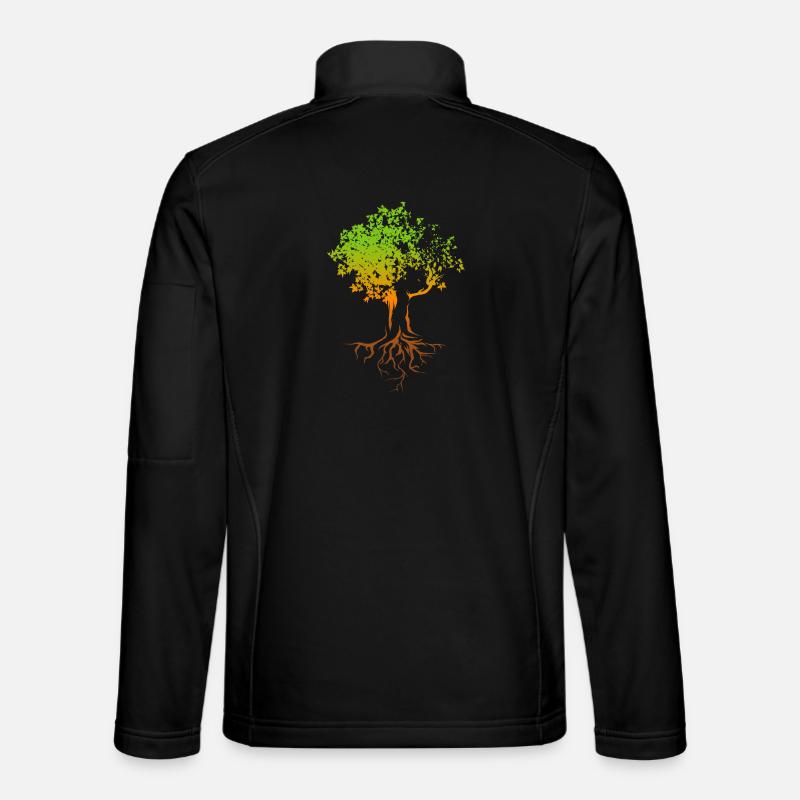 Baum Herbst Farben bunt Illustration Wald Natur - Unisex Softshelljacke - Schwarz