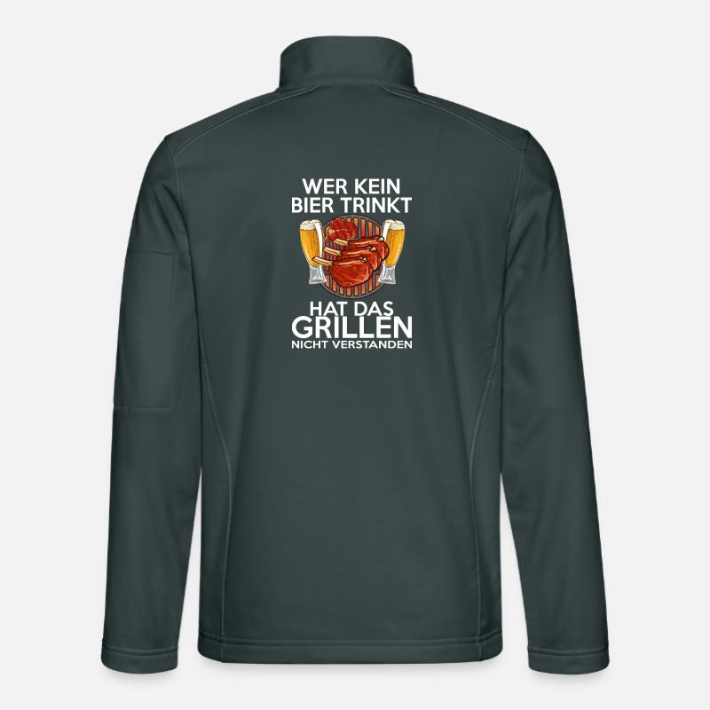 Grillen und Bier Spruch Illustration Unisex Softshelljacke