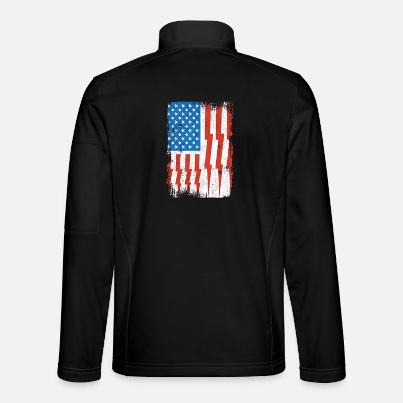 Electrician US Flag - Unisex Softshell Jacket - black