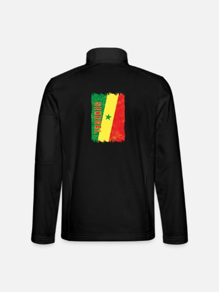 Senegal Flagge - Unisex Softshelljacke - Schwarz - Hinten