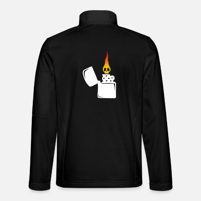 crâne enflammé et briquet blanc Veste en tissu softshell Unisexe