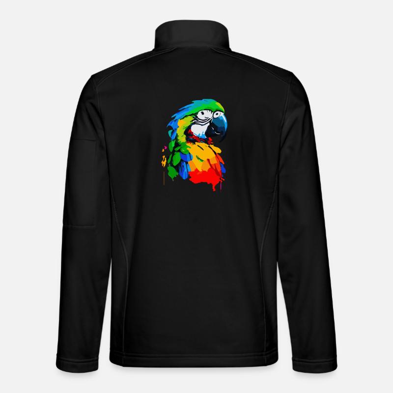 Peinture à l’huile d’un perroquet coloré Veste en tissu softshell Unisexe