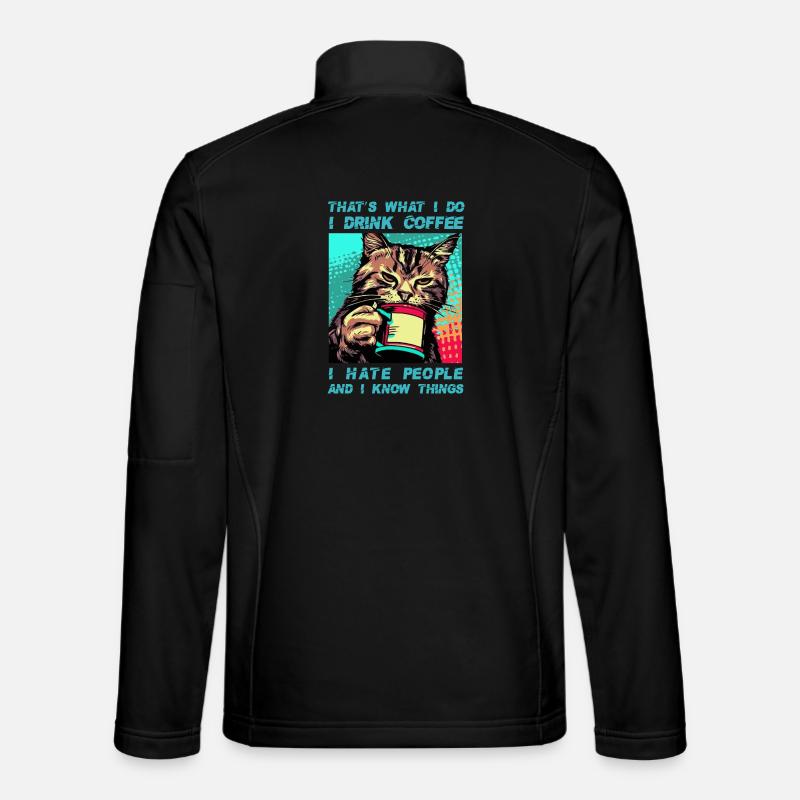 Coffee with a cat - Unisex Softshell Jacket - black