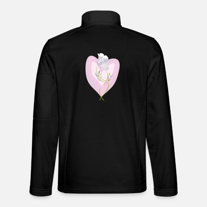Gentle White Tulip Heart Illustration - Unisex Softshell Jacket - black