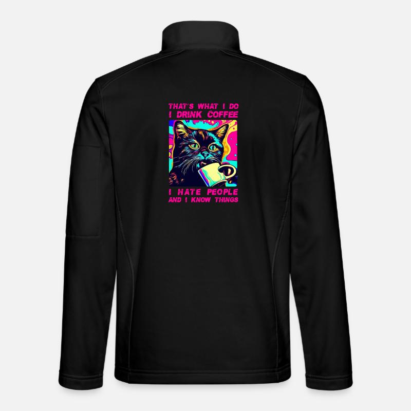 Gemütlicher Katzenkaffee - Unisex Softshelljacke - Schwarz
