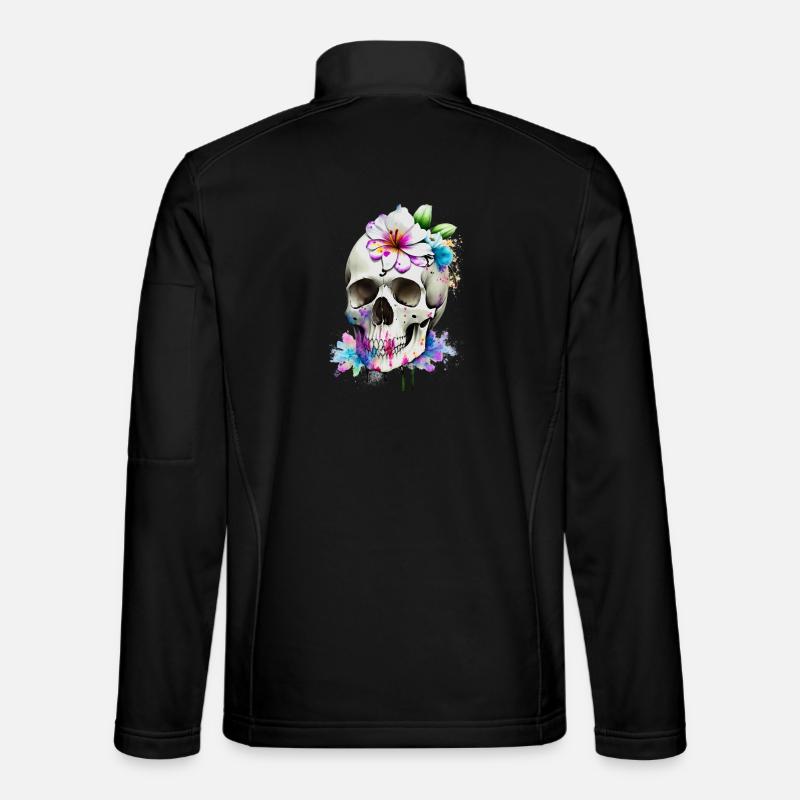 Skull with lilies - Unisex Softshell Jacket - black