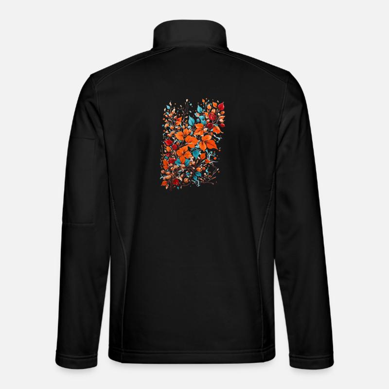 Autumn Flowers with Nuts - Unisex Softshell Jacket - black