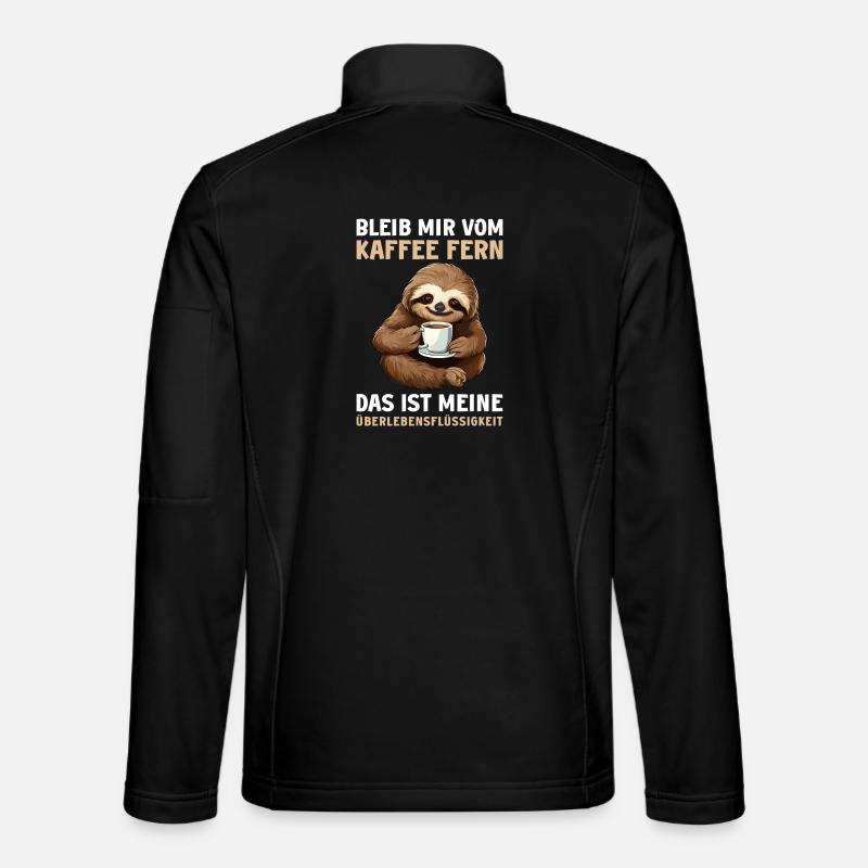 Lustiger Faultier Kaffee Faultiere Spruch - Unisex Softshelljacke - Schwarz