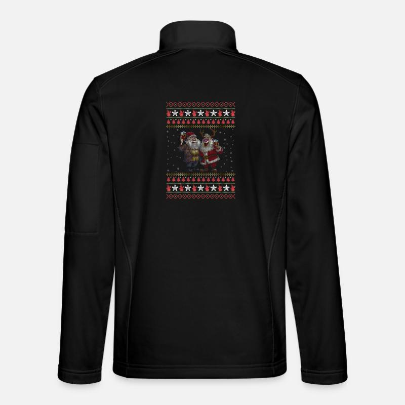 Santa and Reindeer Ugly Chrismas - Unisex Softshell Jacket - black