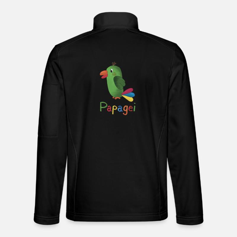 Papagei – Buntes Tiermotiv 🦜🌈 - Unisex Softshelljacke - Schwarz