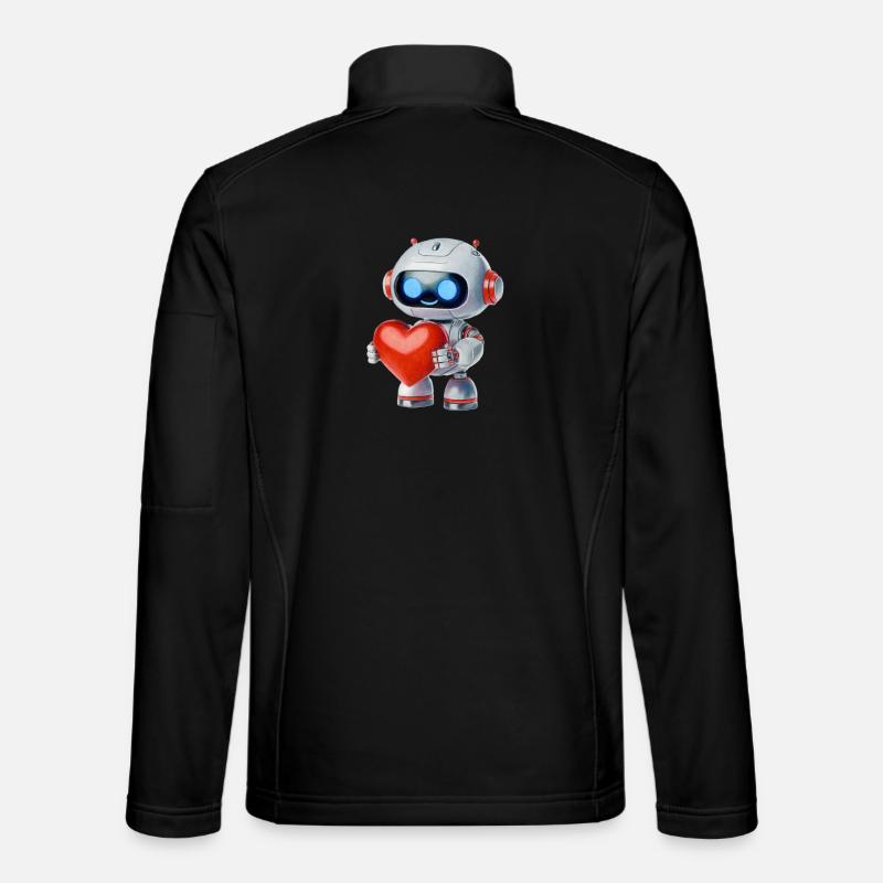 Roboter mit Herz - Unisex Softshelljacke - Schwarz