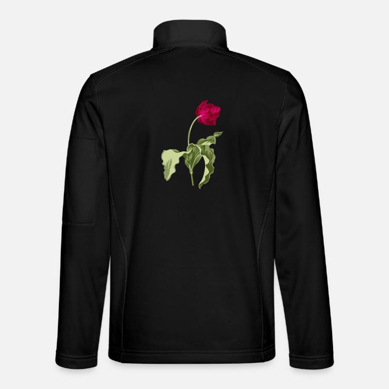 Elegant Tulip Illustration - Unisex Softshell Jacket - black