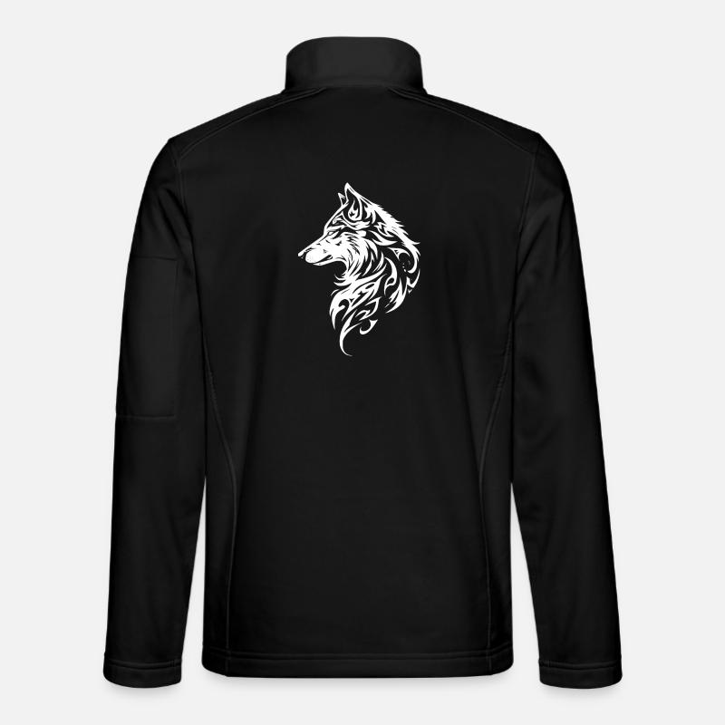 Nordic Wolf Tribal Wolf Head Tattoo - Unisex Softshell Jacket - black