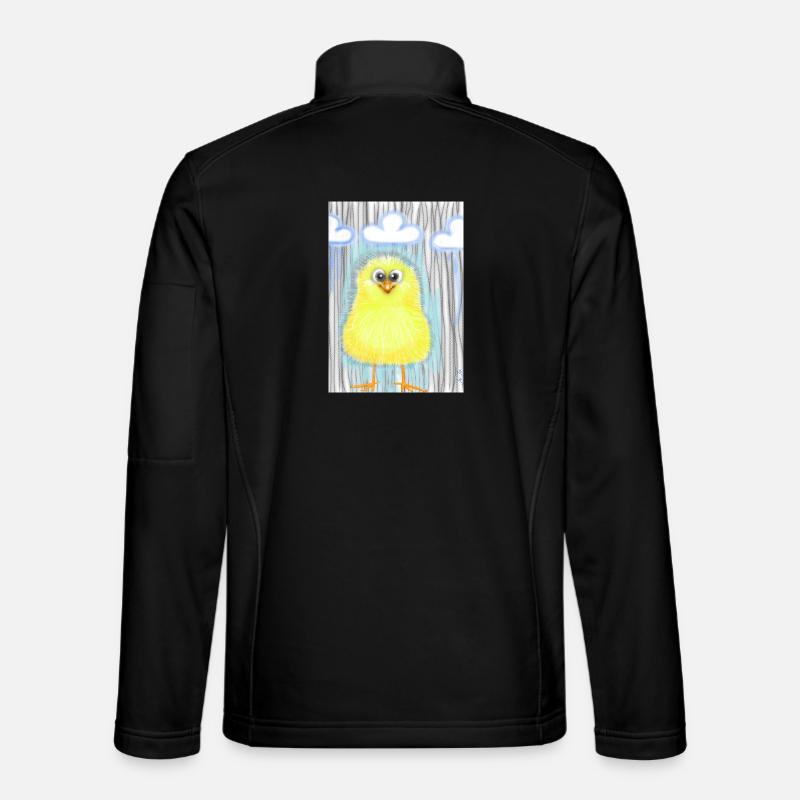 Cute yellow duckling in rain - Unisex Softshell Jacket - black