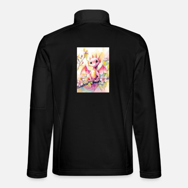 Blumen Aquarell Drache - Unisex Softshelljacke - Schwarz