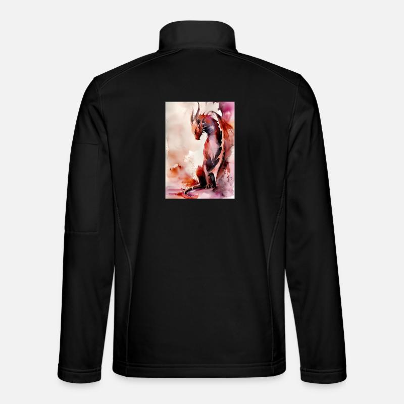 Roter Aquarell-Drache - Unisex Softshelljacke - Schwarz