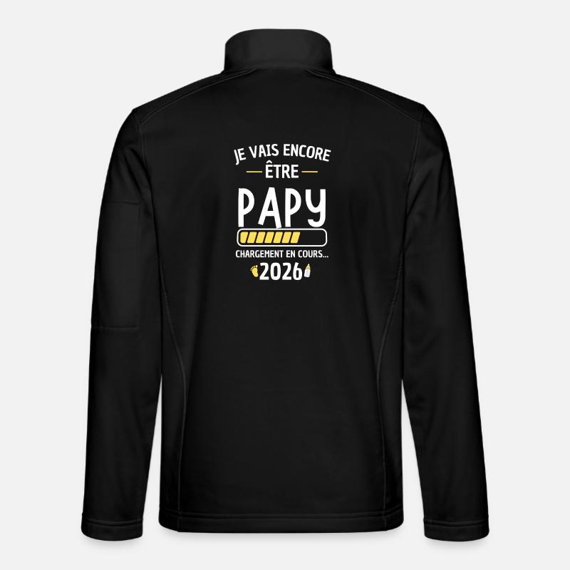 Papy 2026 Chargement Nouveau Bébé - Veste en tissu softshell Unisexe - noir