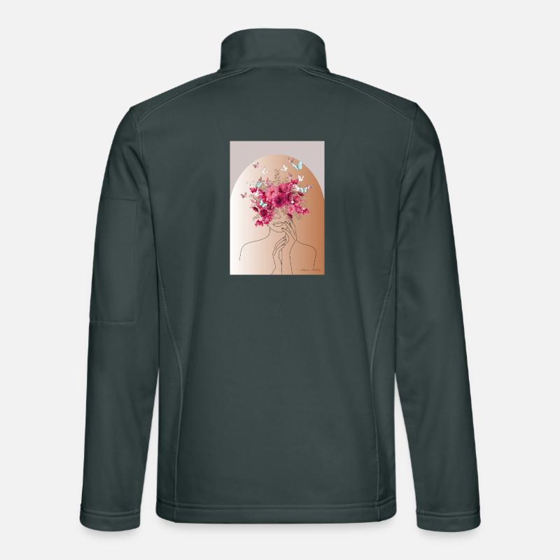 Tête de fleur avec couronne de papillon Veste en tissu softshell Unisexe