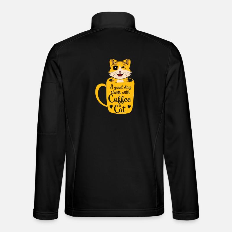 Bonjour café chat - Veste en tissu softshell Unisexe - noir