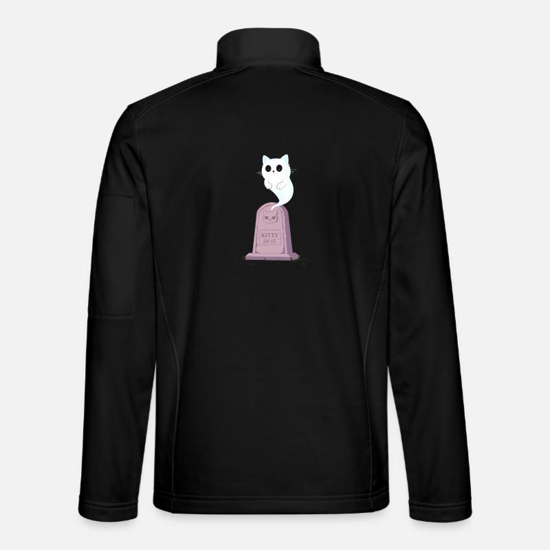 Ghost kitten on the gravestone - Unisex Softshell Jacket - black
