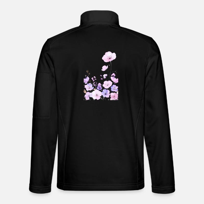 Des fleurs sauvages pastel dans le jardin floral doux Veste en tissu softshell Unisexe