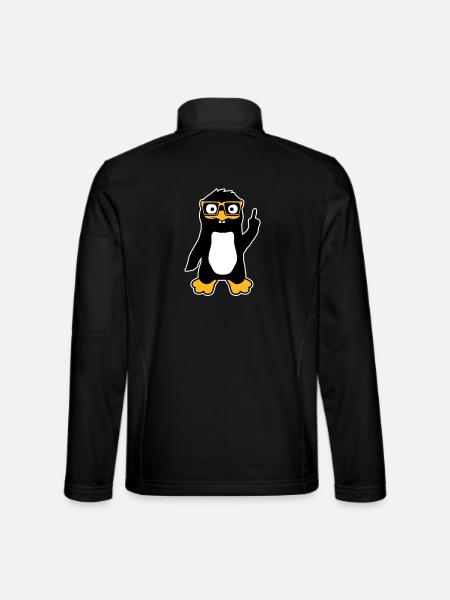 Pingvin Nørd briller Pegefinger selvtilfreds Lus - Unisex softshelljakke - sort