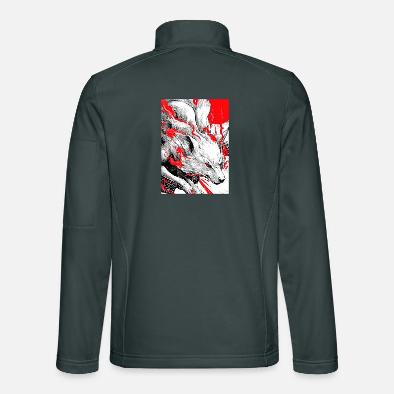 Wolf in flames red-black engraving Unisex Softshell Jacket