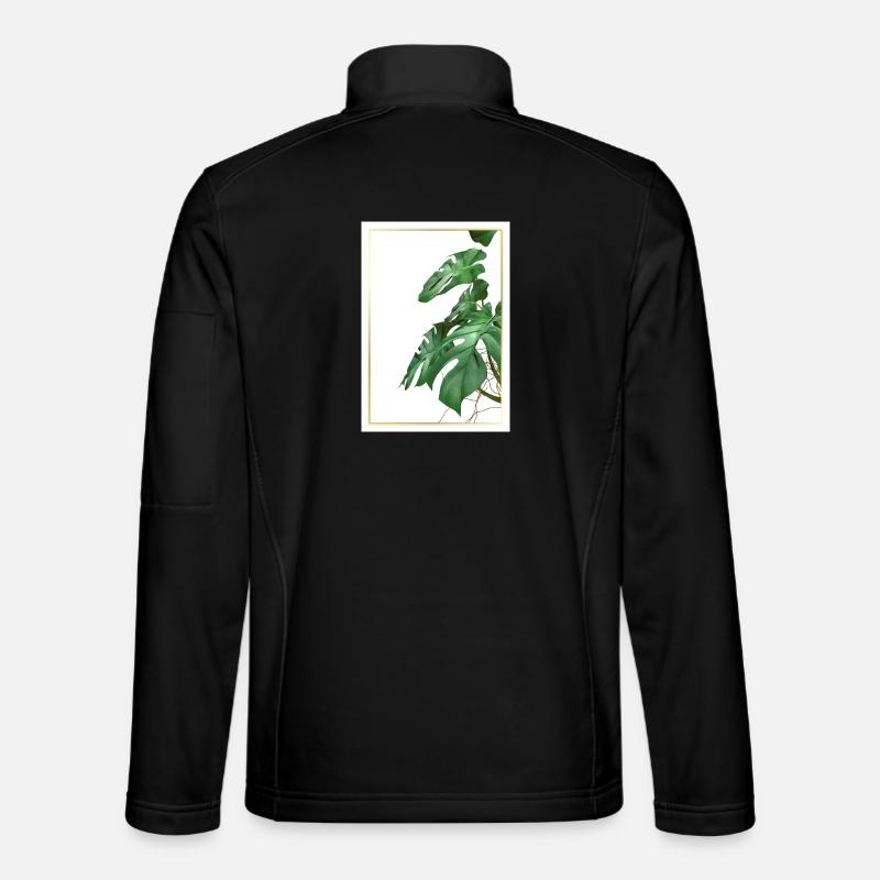 Monstera Blätter im Goldrahmen - Unisex Softshelljacke - Schwarz