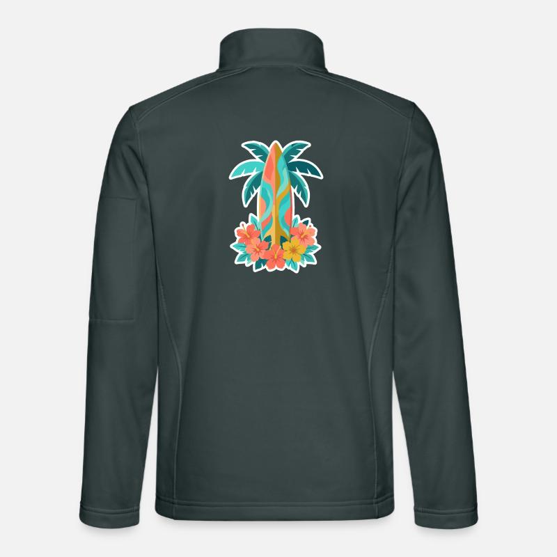 Floraison de l’hibiscus sur planche de surf tropicale Veste en tissu softshell Unisexe