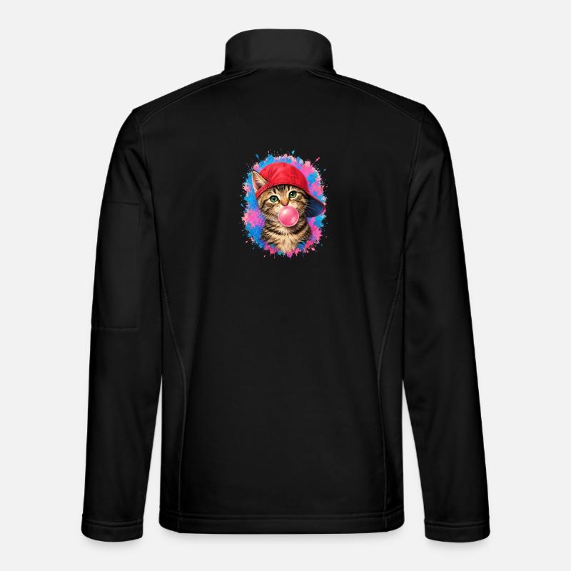 Coole Katze mit Cap und Kaugummi - Unisex Softshelljacke - Schwarz