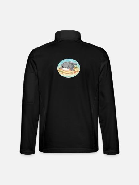 Wal auf Sandbank im Meer - Unisex Softshelljacke - Schwarz