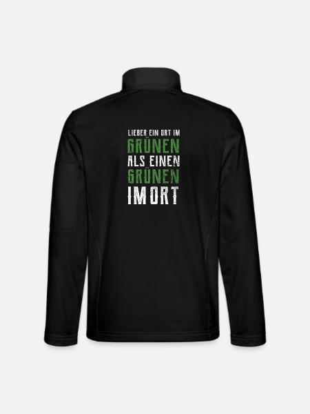 Lieber ein Ort im Grünen - Grüne nein Danke! - Unisex Softshelljacke - Schwarz - Hinten
