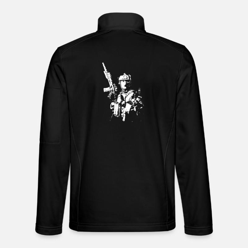Militärischer Stencil Soldat - Unisex Softshelljacke - Schwarz