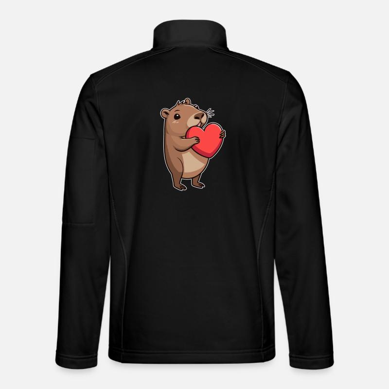 Capybara avec coeur Saint-Valentin - Veste en tissu softshell Unisexe - noir