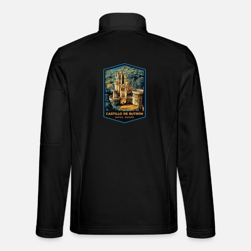 Illustration Butrón Castle, Gatika - Unisex Softshell Jacket - black