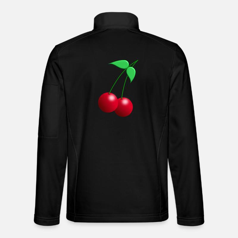Zwillings Kirschen mit Blättern - Unisex Softshelljacke - Schwarz